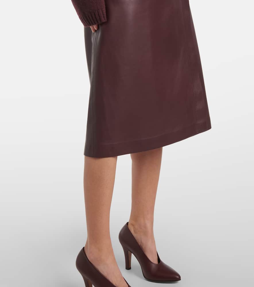 Leather midi skirt