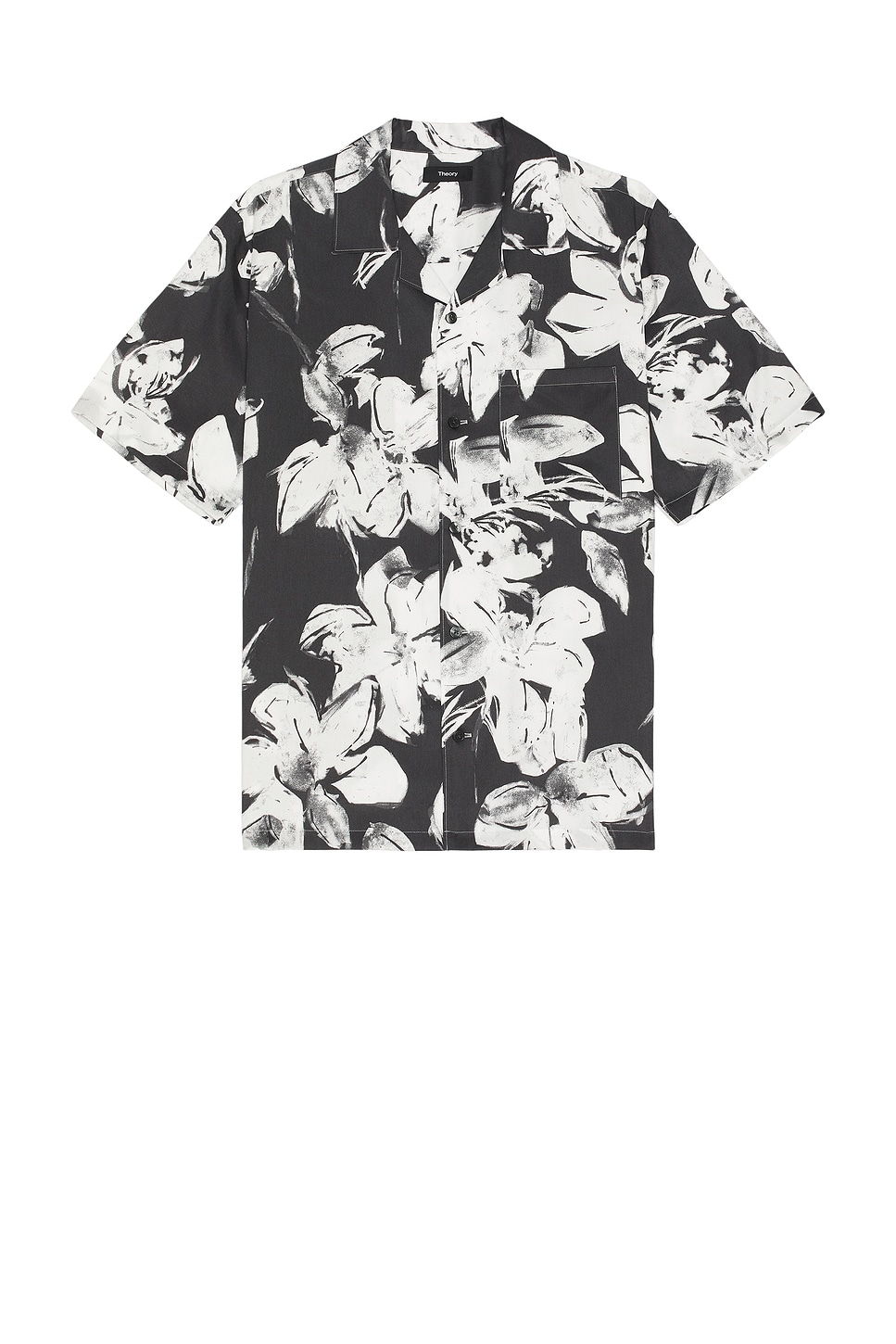 Theory Noll Brush Floral Shirt in Black.  XL/1X. Also in L, M, S, XXL/2X