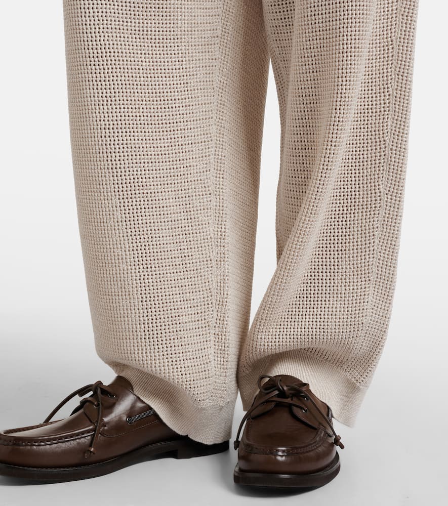 Knitted cotton-blend wide-leg pants