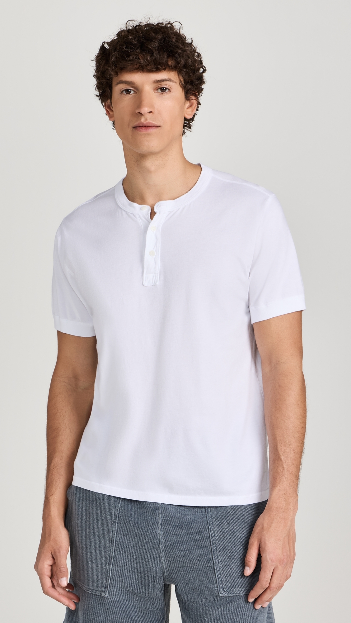 Short Sleeve Supima Henley White
