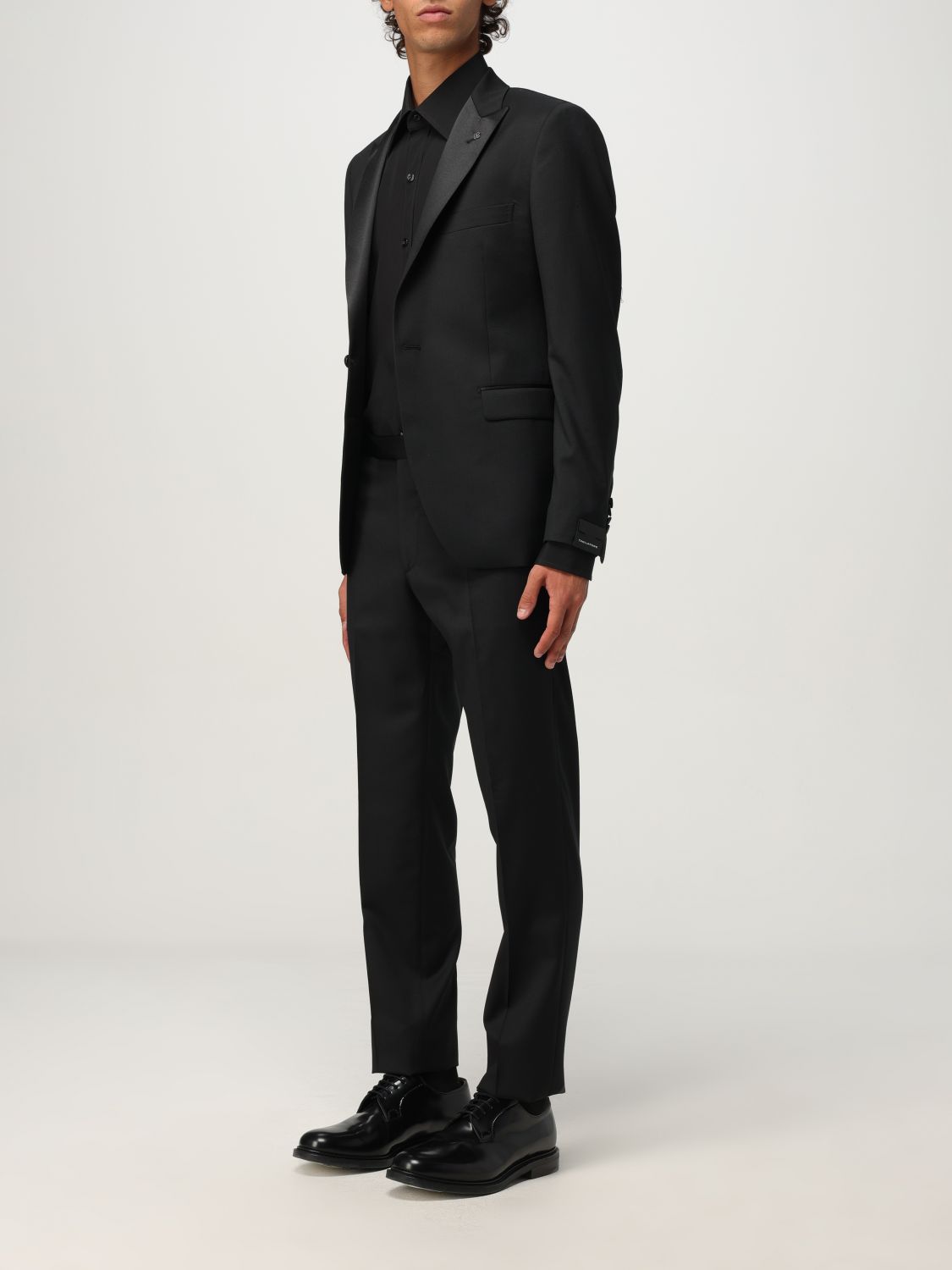 Satin-trim single-breasted suit - Black