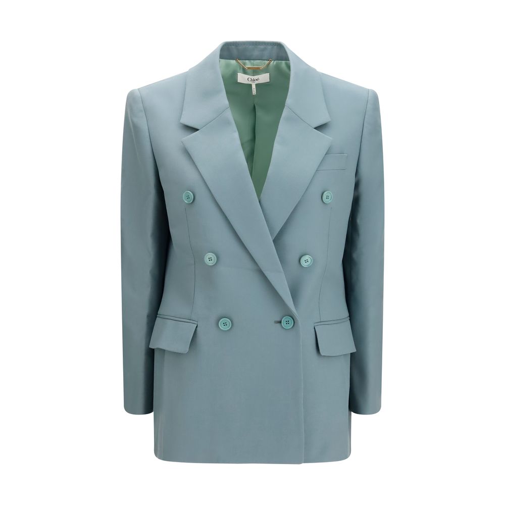 Double-Breasted Wool Blazer — Gray