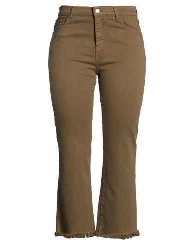 Woman Jeans Military green Size 12 Cotton, Elastane