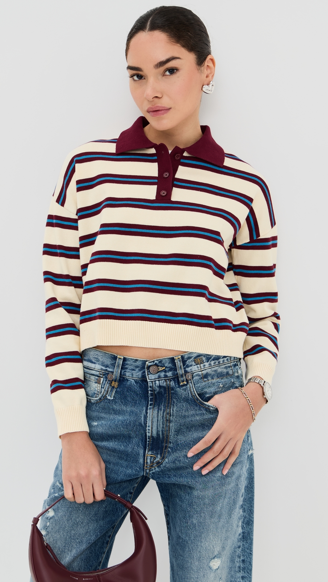 Striped Polo Burgundy Stripe