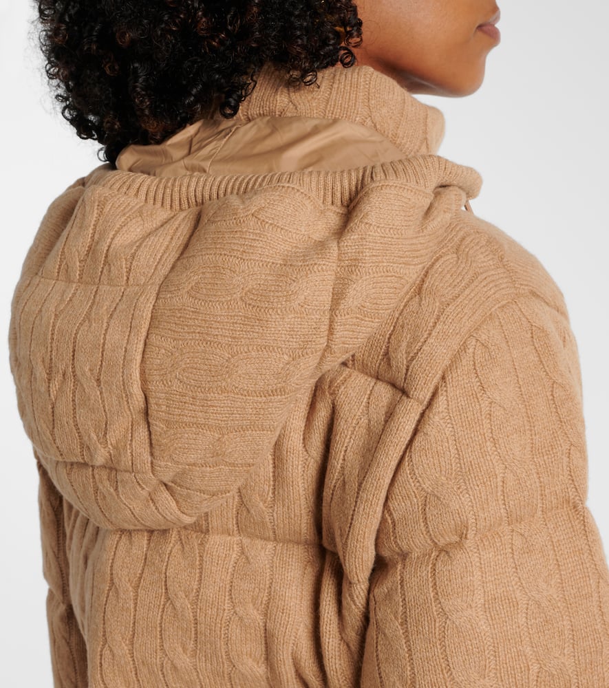 Cable-knit wool and cashmere down jacket