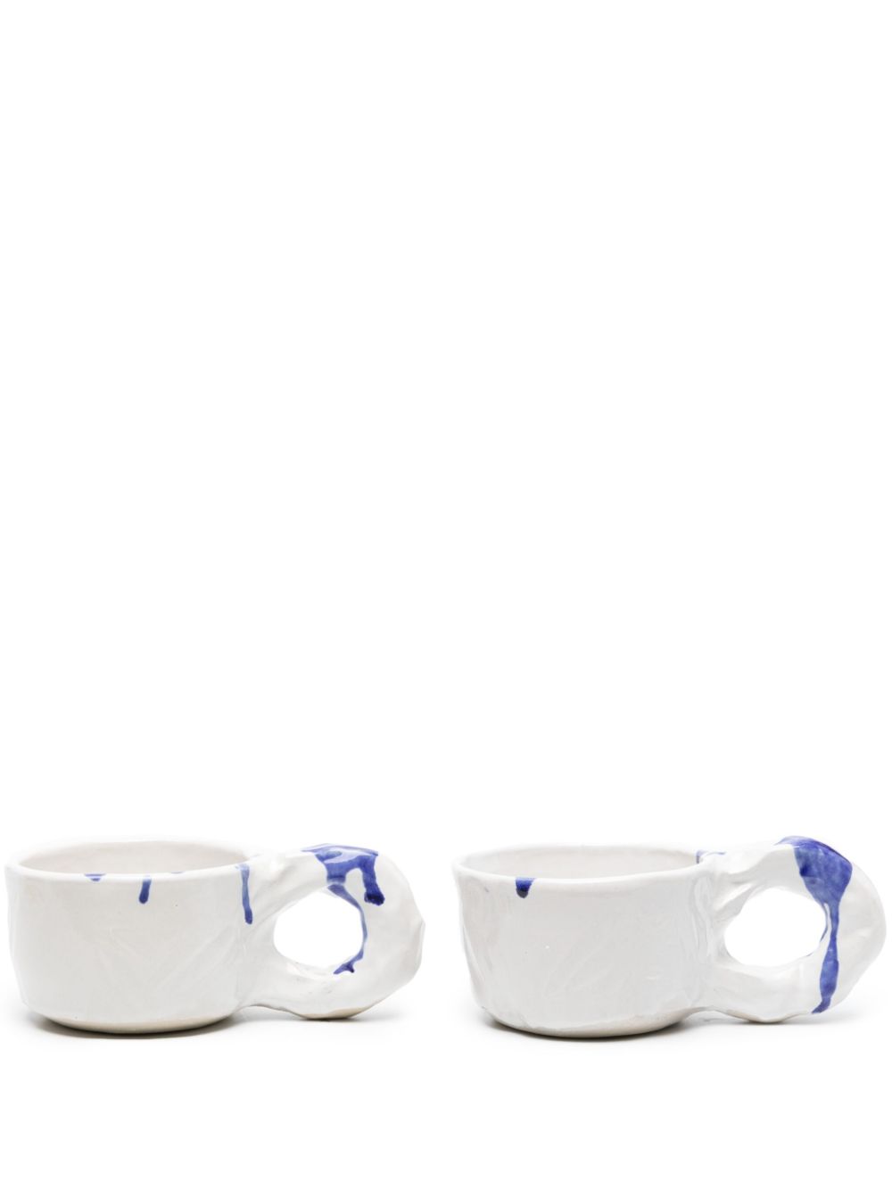 Studio paint-splatter ceramic cups (set of two) - White