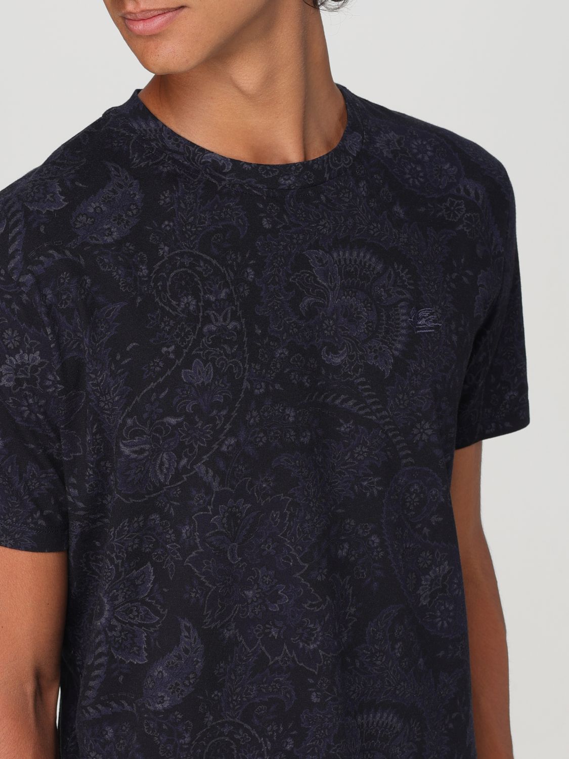 Paisley-print jersey T-shirt - Blue