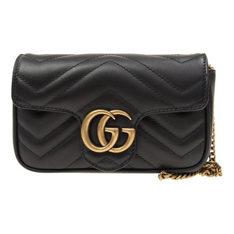 (WMNS) GG Marmont Matelasse leather super mini bag 'Black'