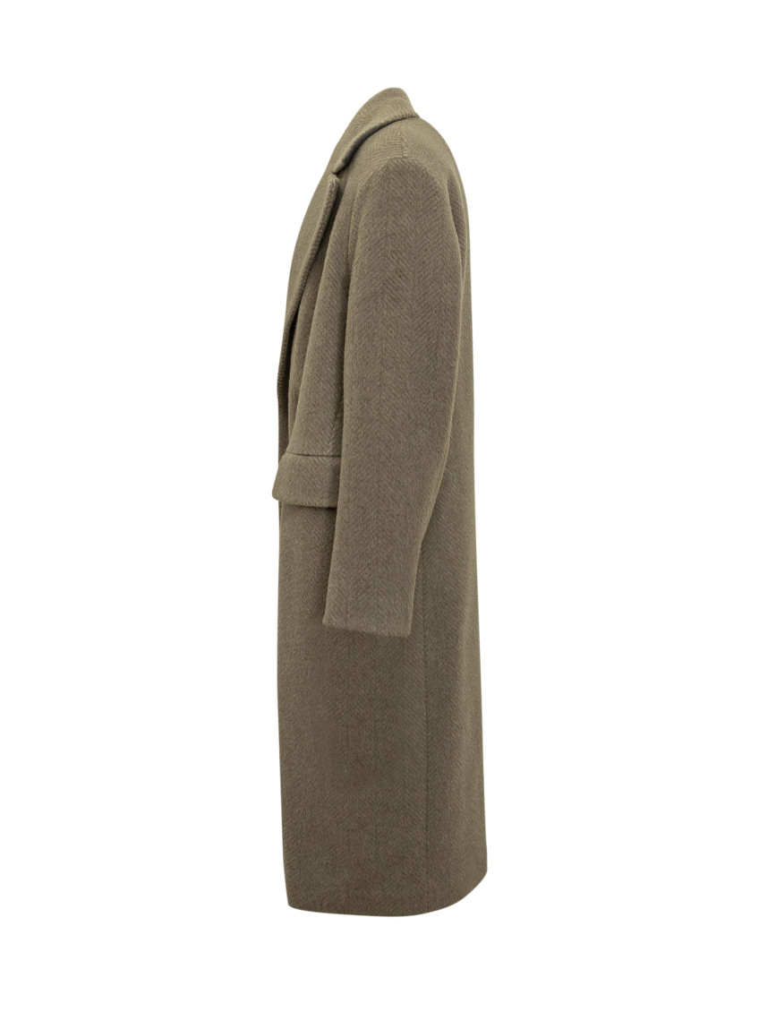 Double-breasted Coat In Alpaca Blend