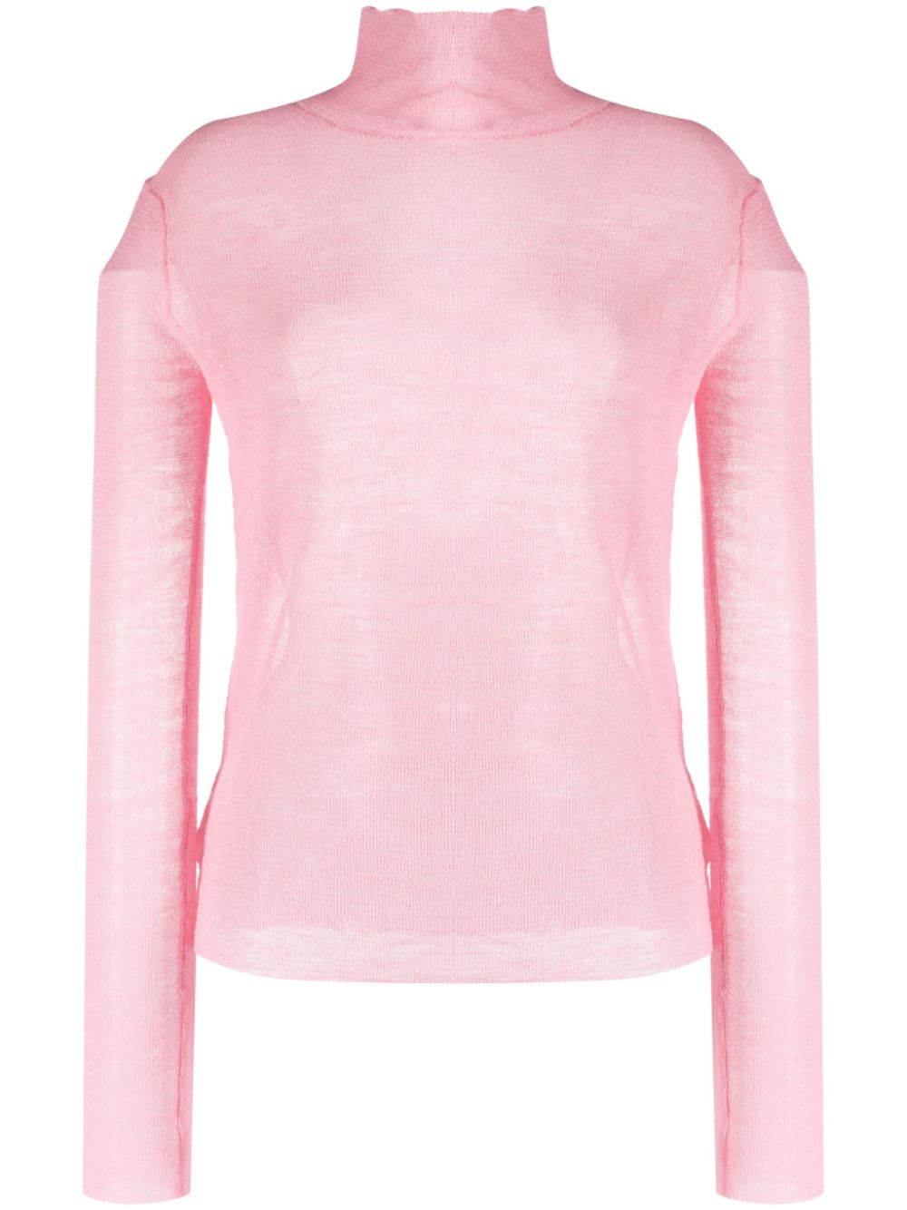 Semi-sheer logo-patch top - White