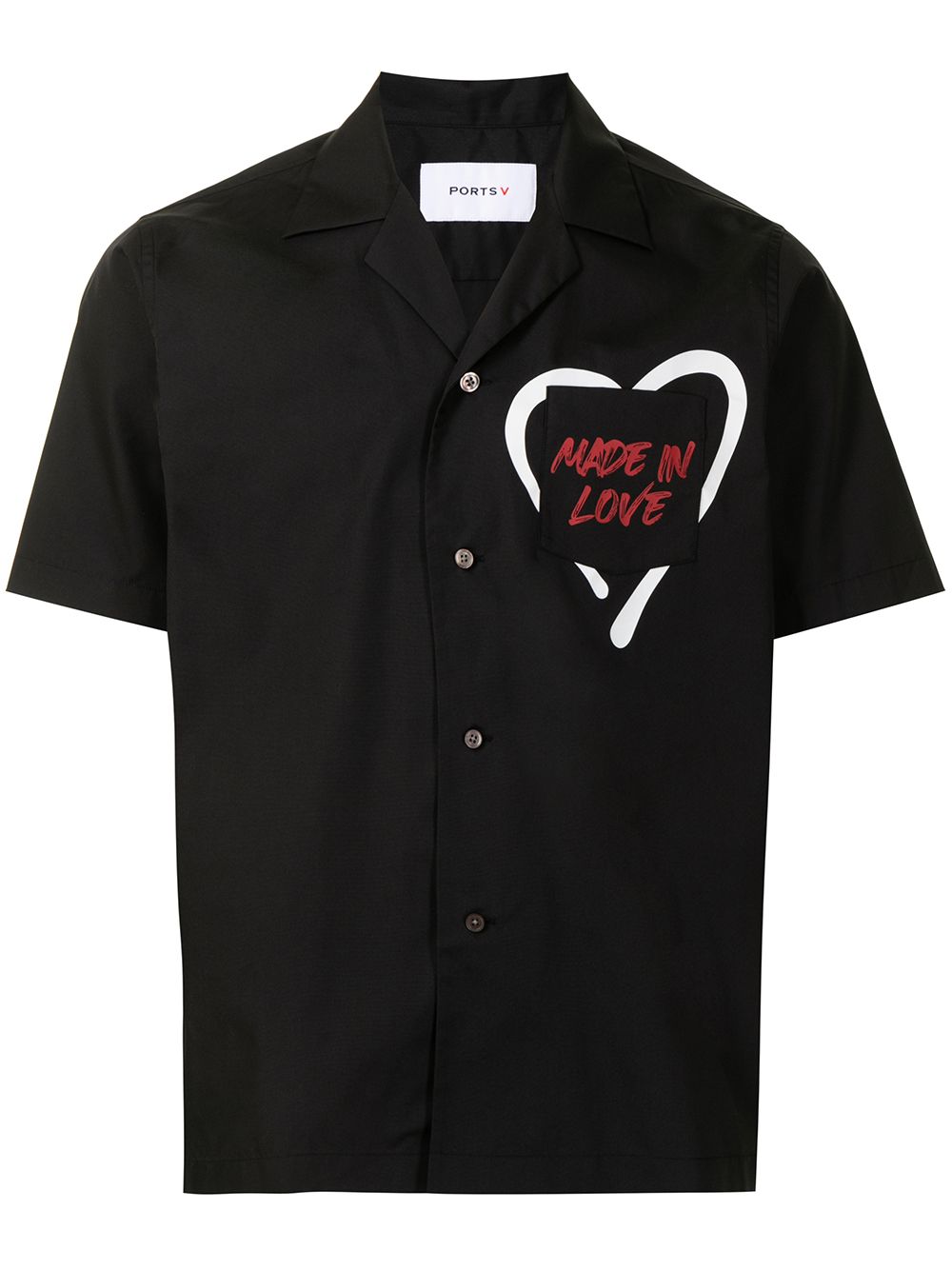 Slogan-print short-sleeved shirt - Black