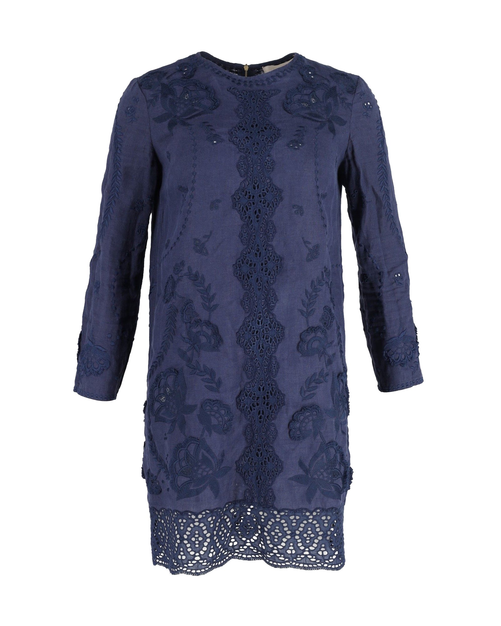 Vanessa Bruno Quarter Sleeve Shift Dress in Navy Linen