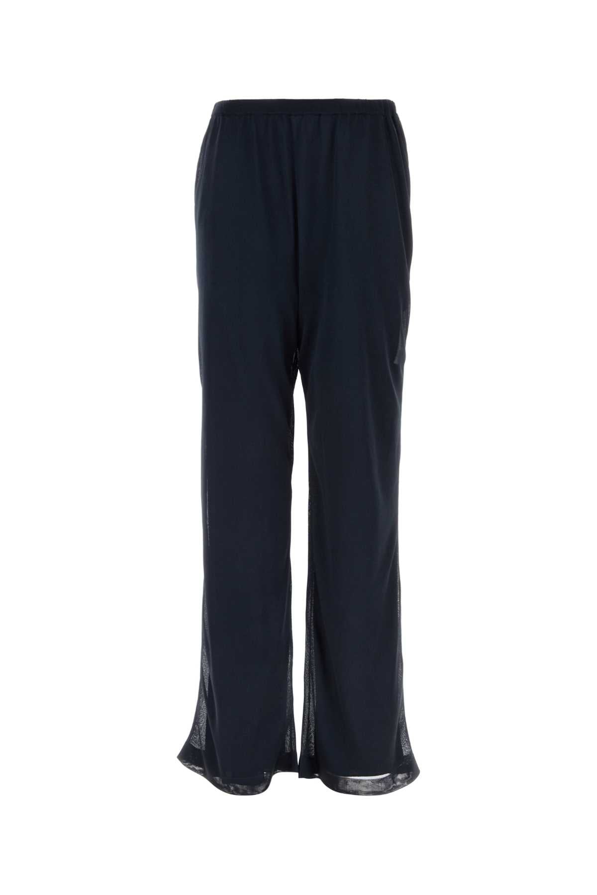 Flared Polyester Trousers — Navy