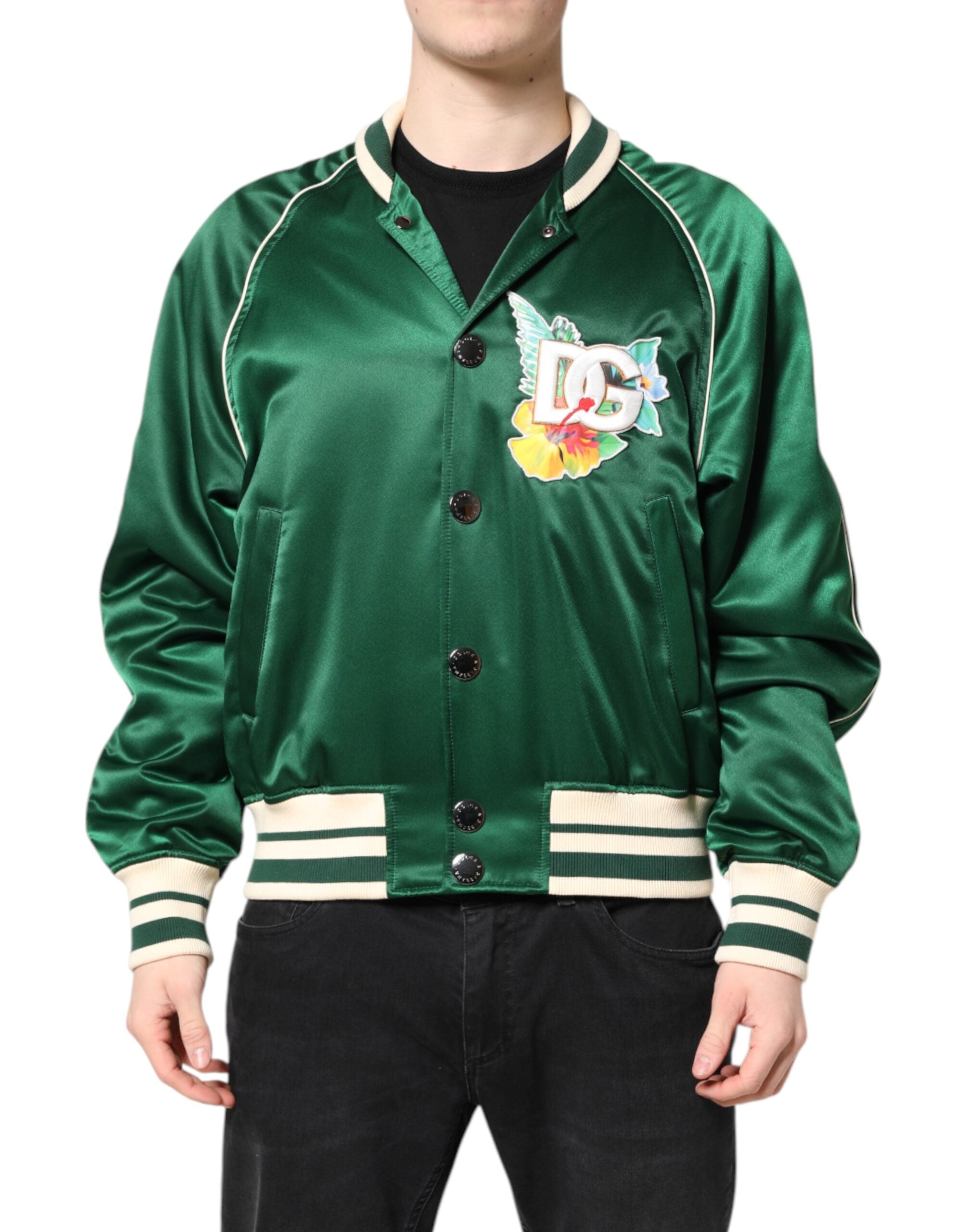 Floral Logo Nylon-Lined Jacket — Green