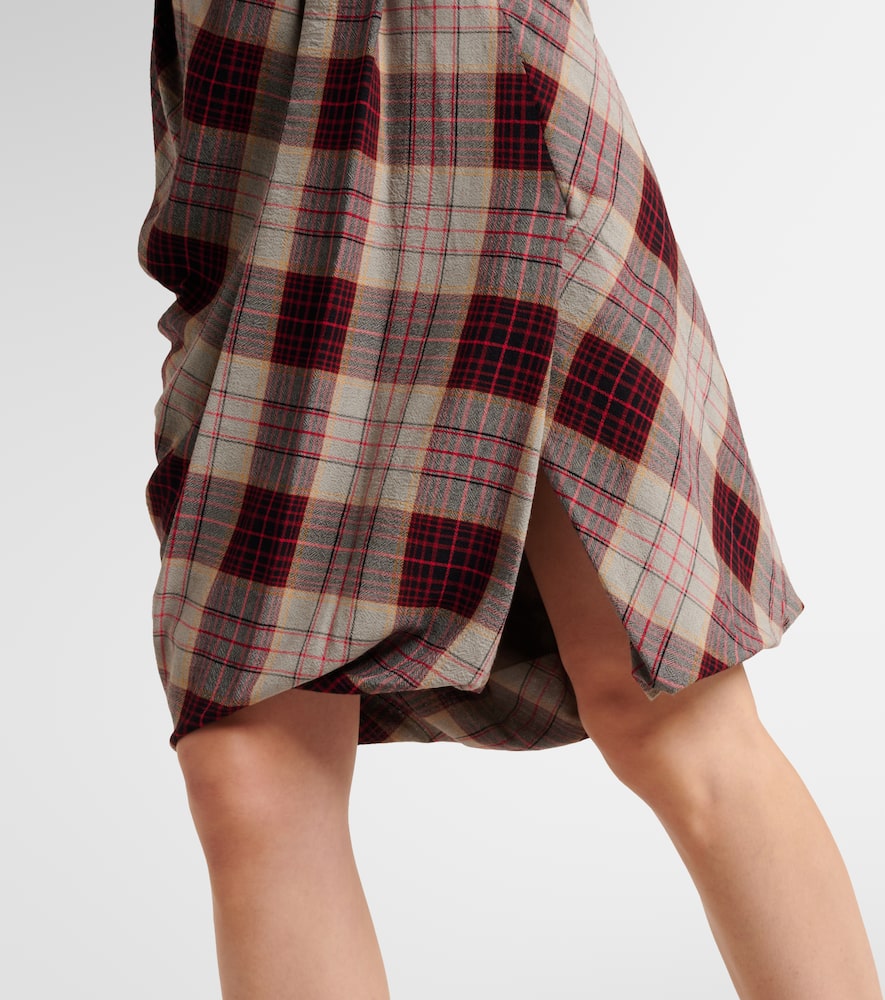Drunken Drape checked midi skirt