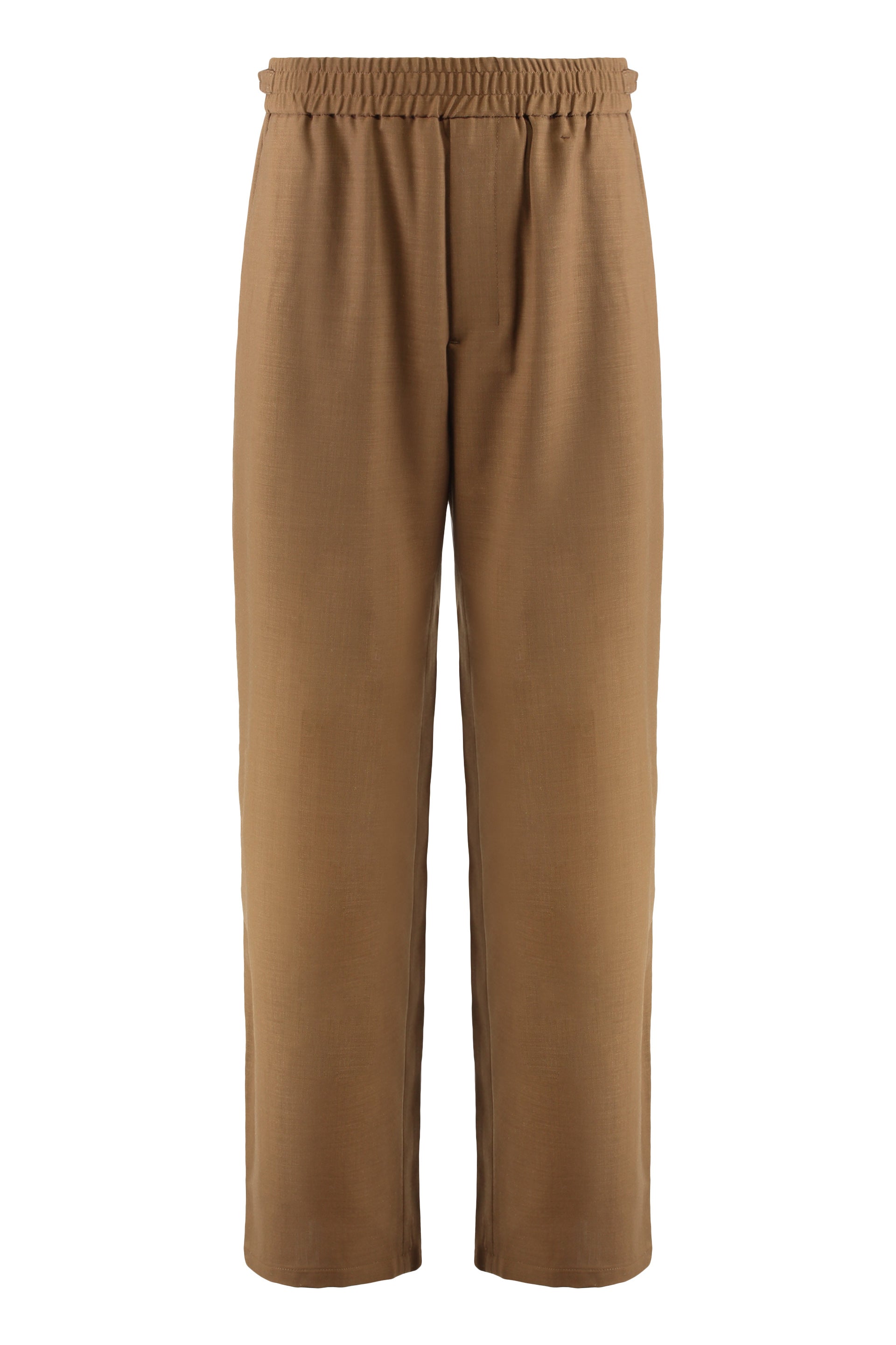 Elasticated Wool Twill Trousers — Camel