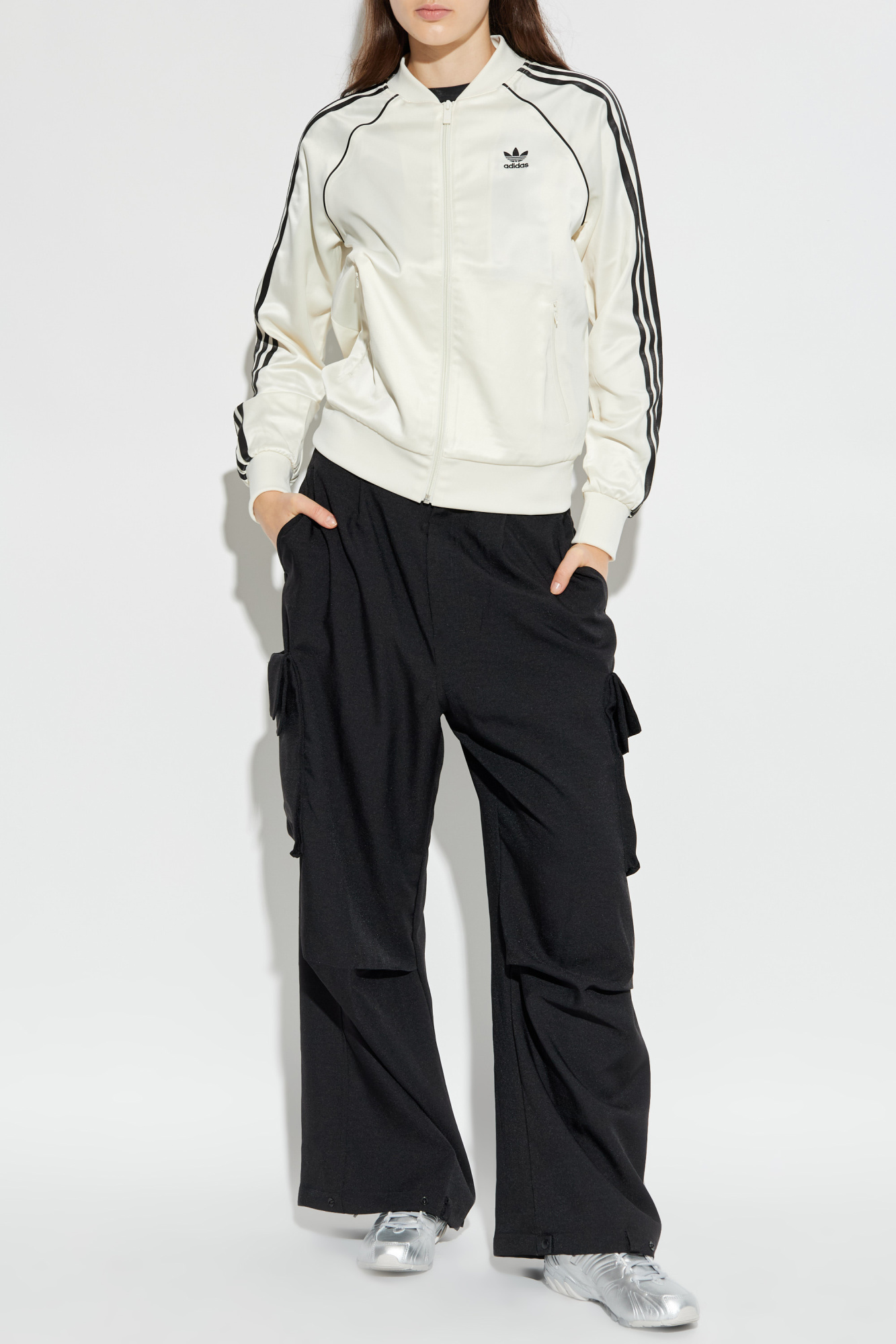 Sweatshirt With A Stand-up Collar, Women's, Cream