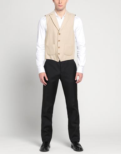 Man Tailored Vest Beige Size 44 Linen