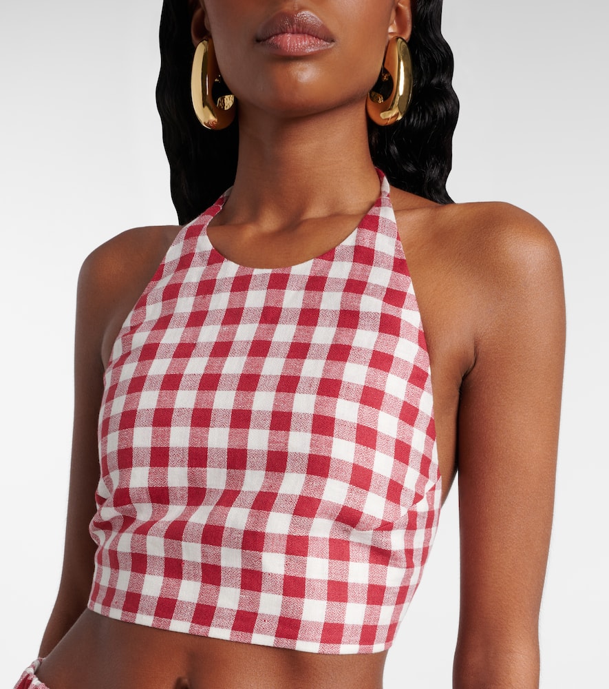 Marseille gingham linen crop top