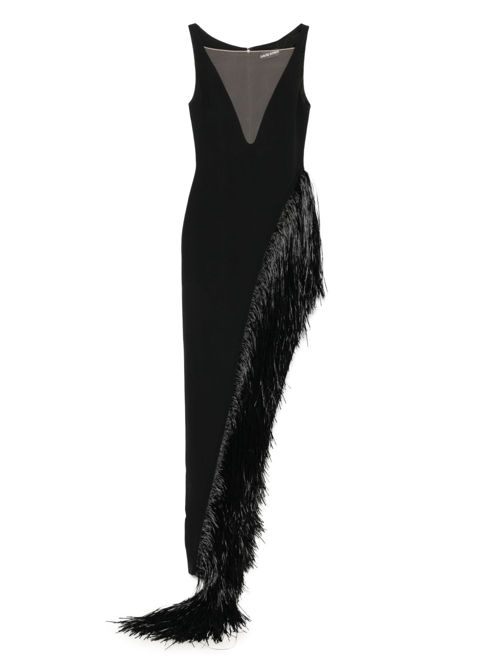 David Koma fringed cady gown - Black