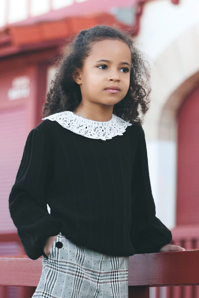 Lace-trimmed sweater