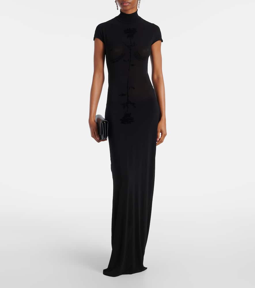 Velvet jersey maxi dress