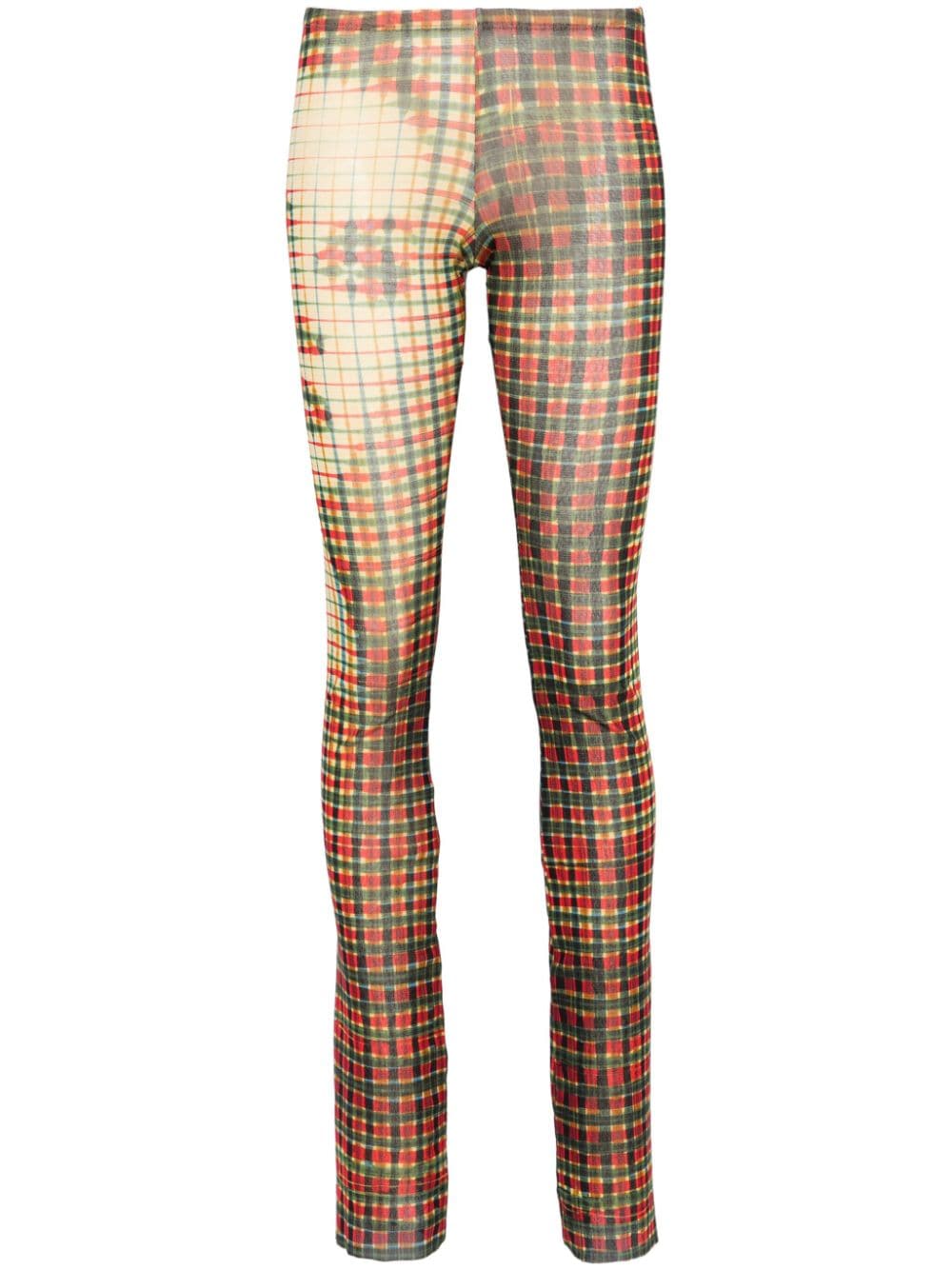 Tartan face-motif leggings - Red