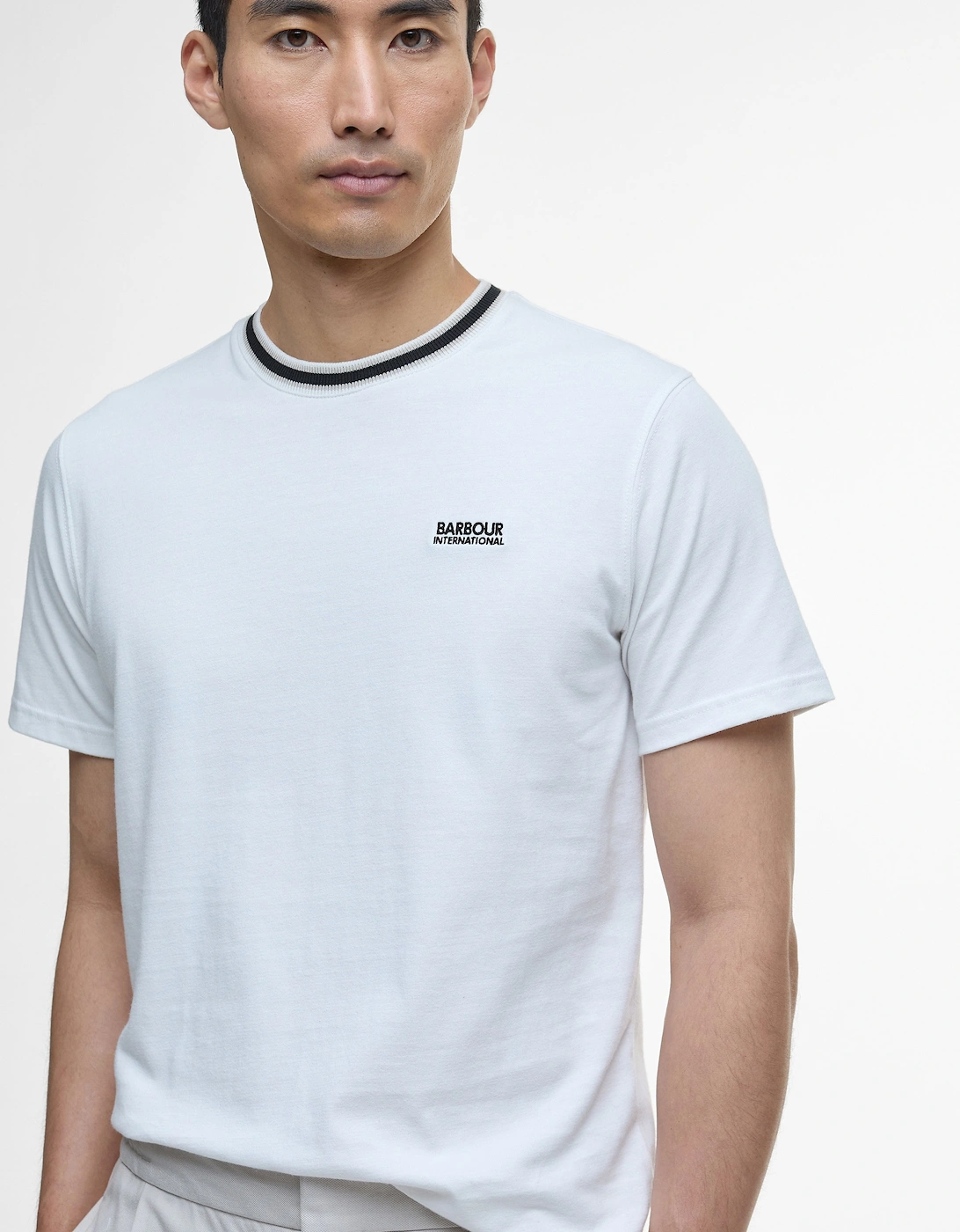 Men's Barbour International Luca Tipped T-shirt Whisper White - Size: 44