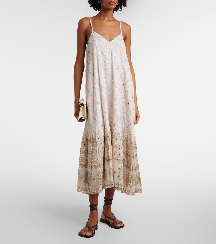 Mosaic printed cotton midi dress