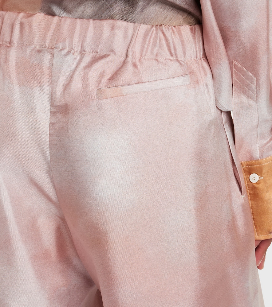 Printed silk twill palazzo pants