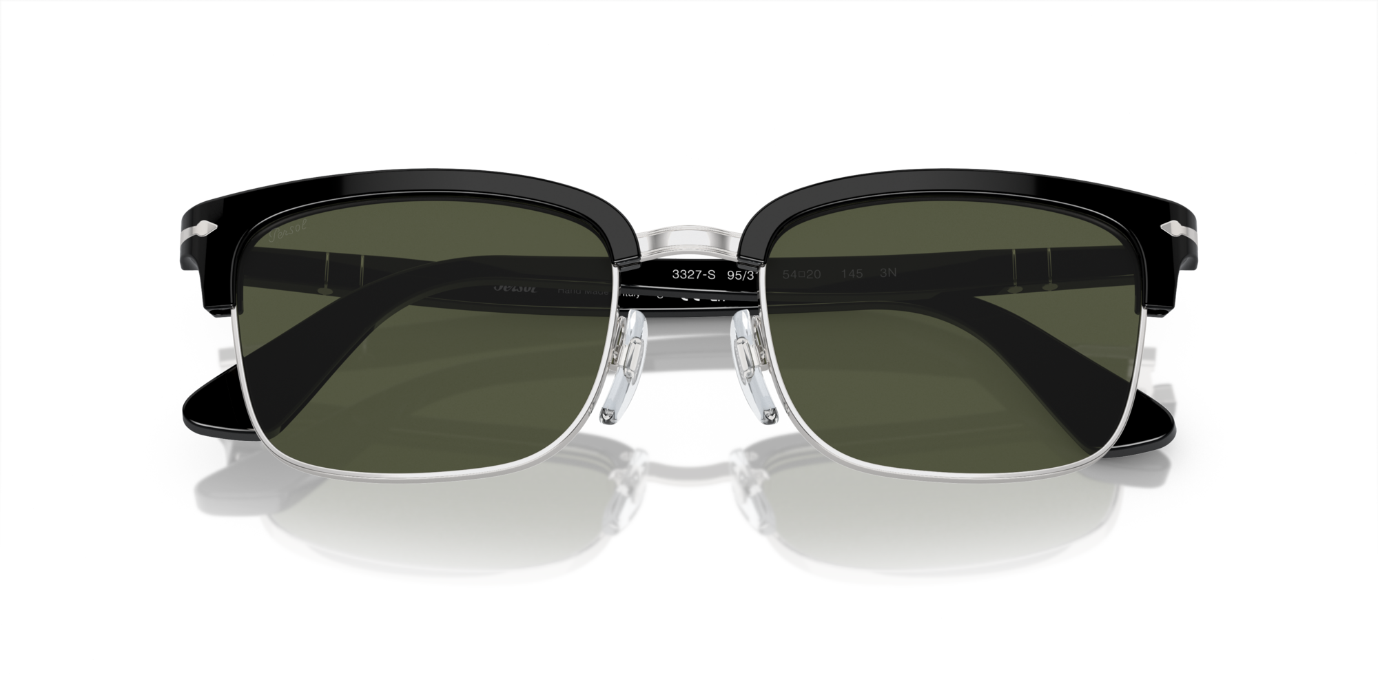Persol Unisex Persol PO3327S 95/31 Sunglasses Acetate Black Green Squared Norma