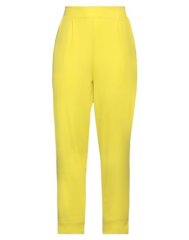 Woman Pants Yellow Size M Polyester, Elastane