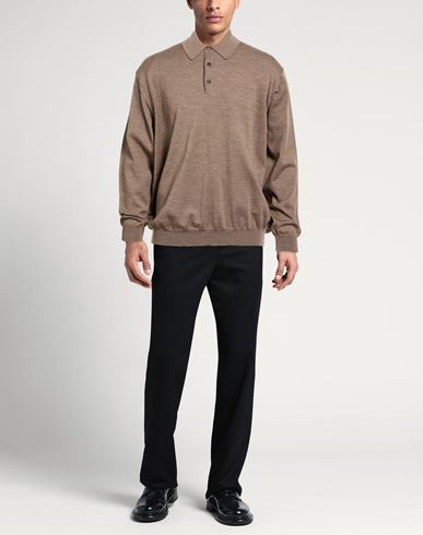 Man Sweater Light brown Size 48 Virgin Wool