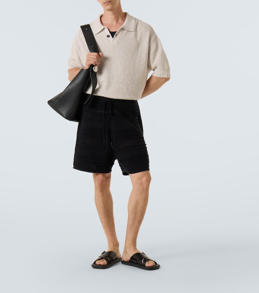 Cotton-blend crochet Bermuda shorts