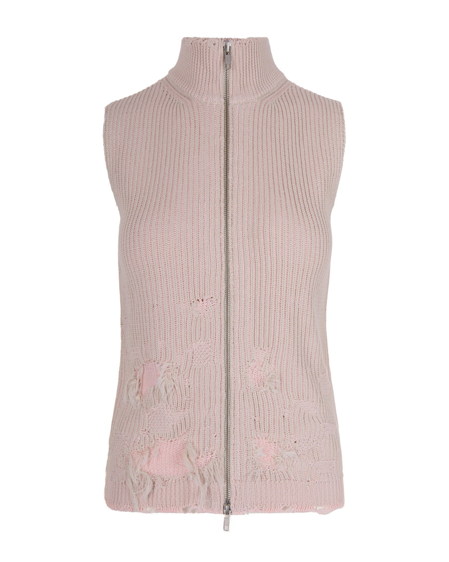 Maison Margiela - high neck cotton gilet ribbed sleevele