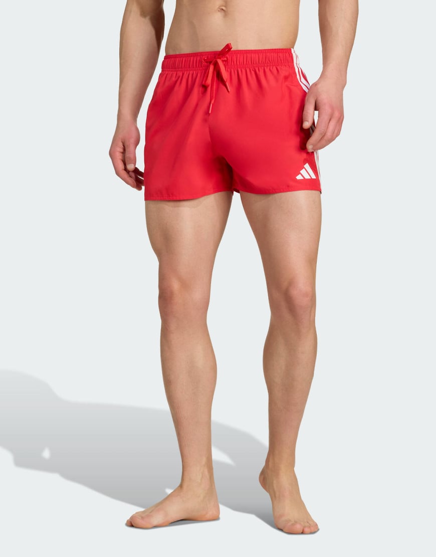 3-stripes swim shorts 3-inch in pure ruby / white-Red