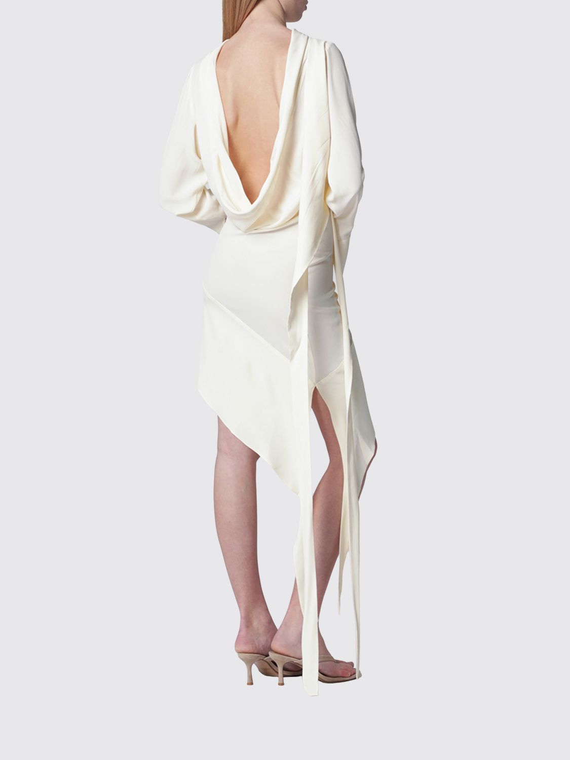 Asymmetrical U-Back Midi Dress in Silk Blend