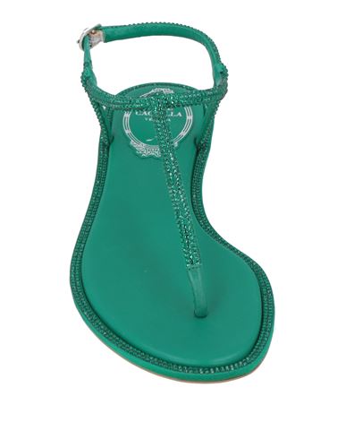 Rene' Caovilla Woman Thong sandal Emerald green Size 6 Textile fibers