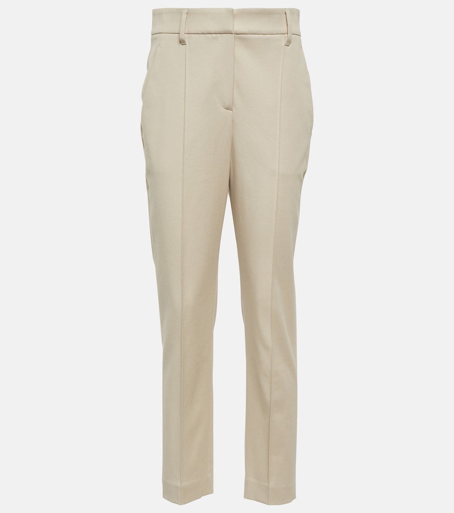 Cotton-blend slim pants