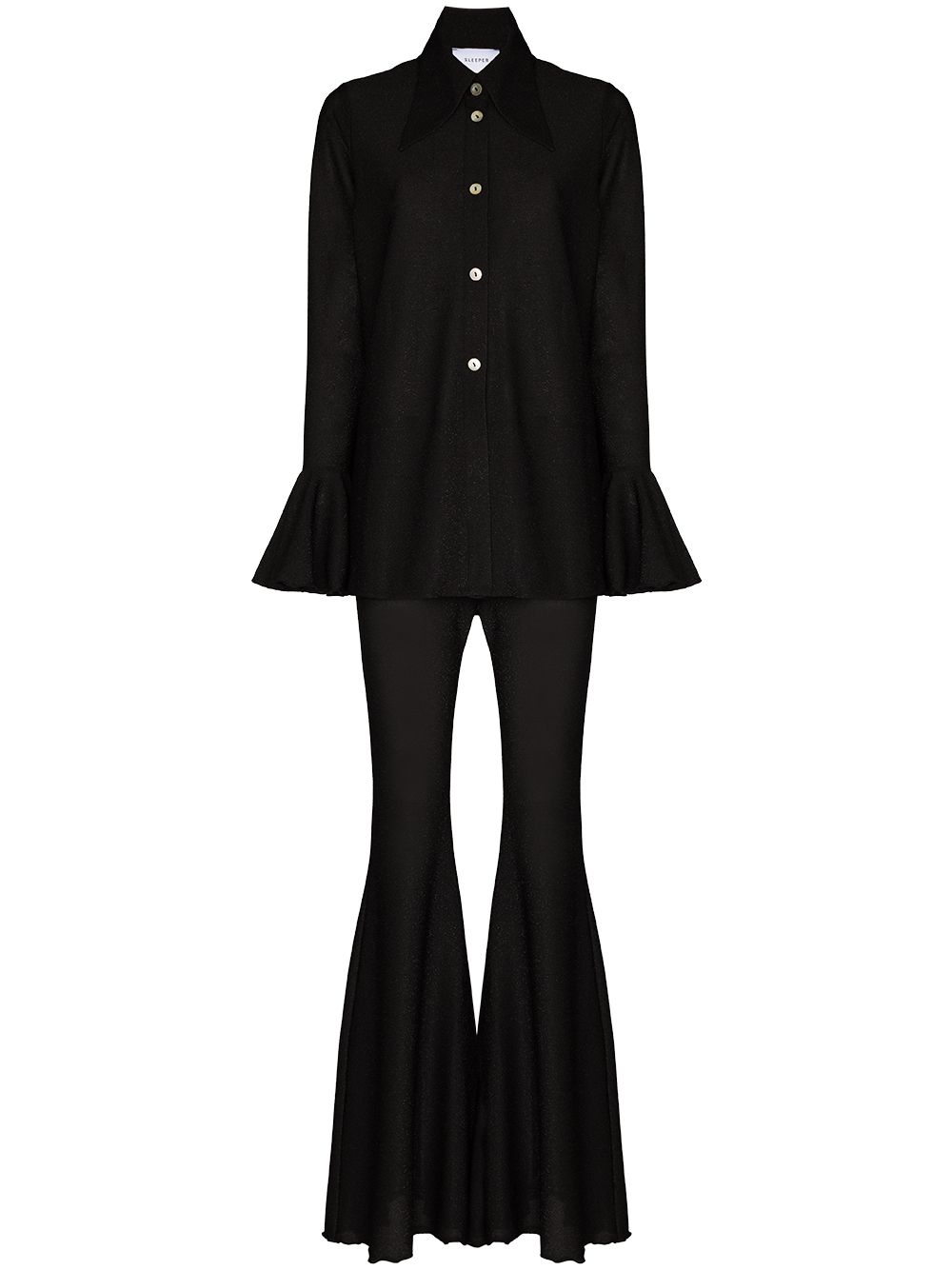 Cosmos lurex-detailing pajama set - Black