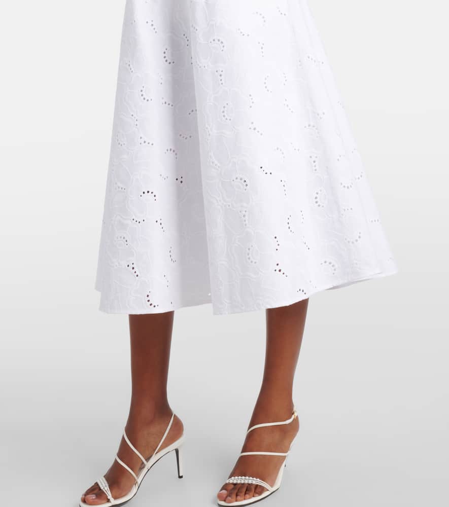 Summer Blossom broderie anglaise midi skirt