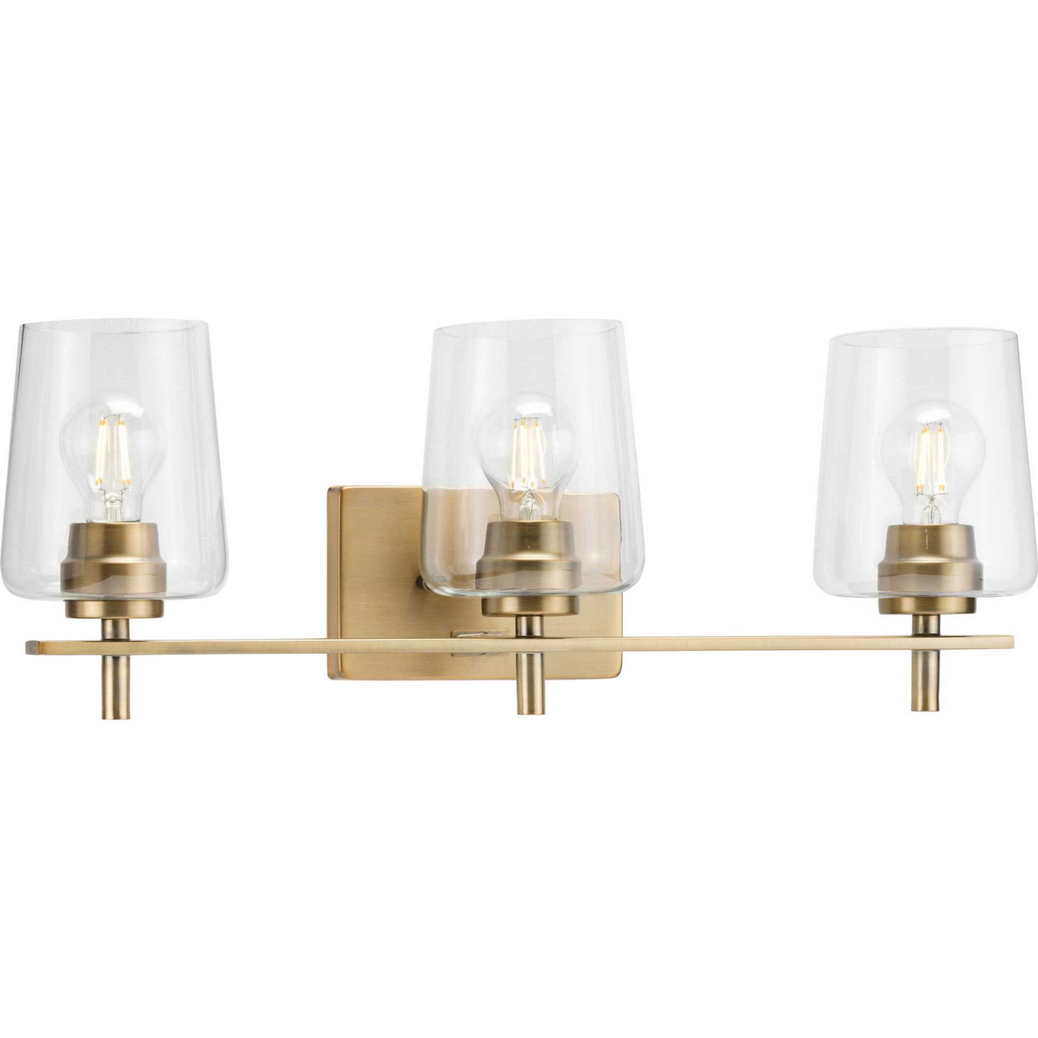 Vintage Brass Three Light Bath Bracket from the Calais Collection