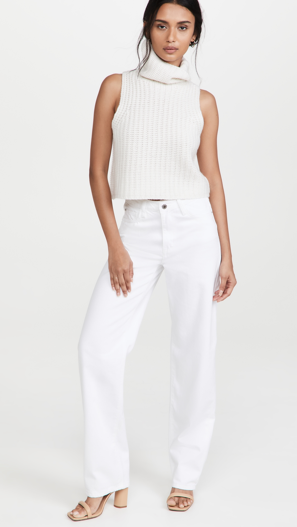Saige Sleeveless Cashmere Sweater Gardenia