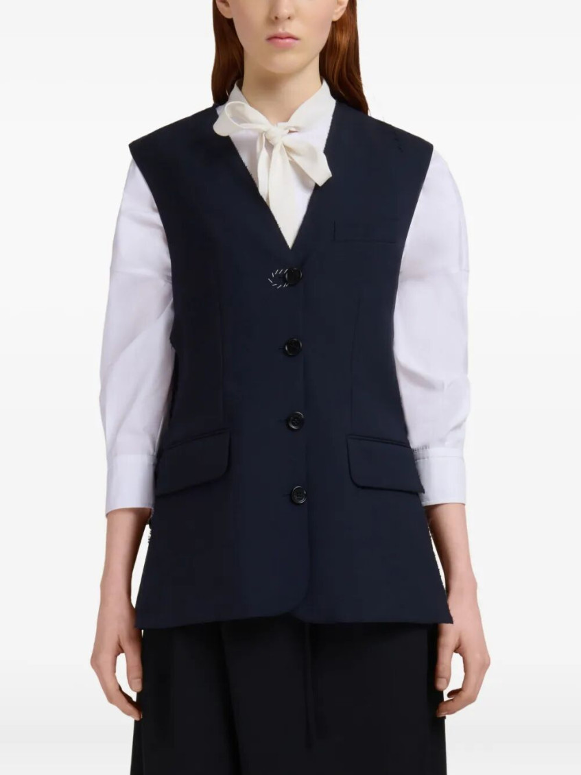 Dark Blue Wool Waistcoat