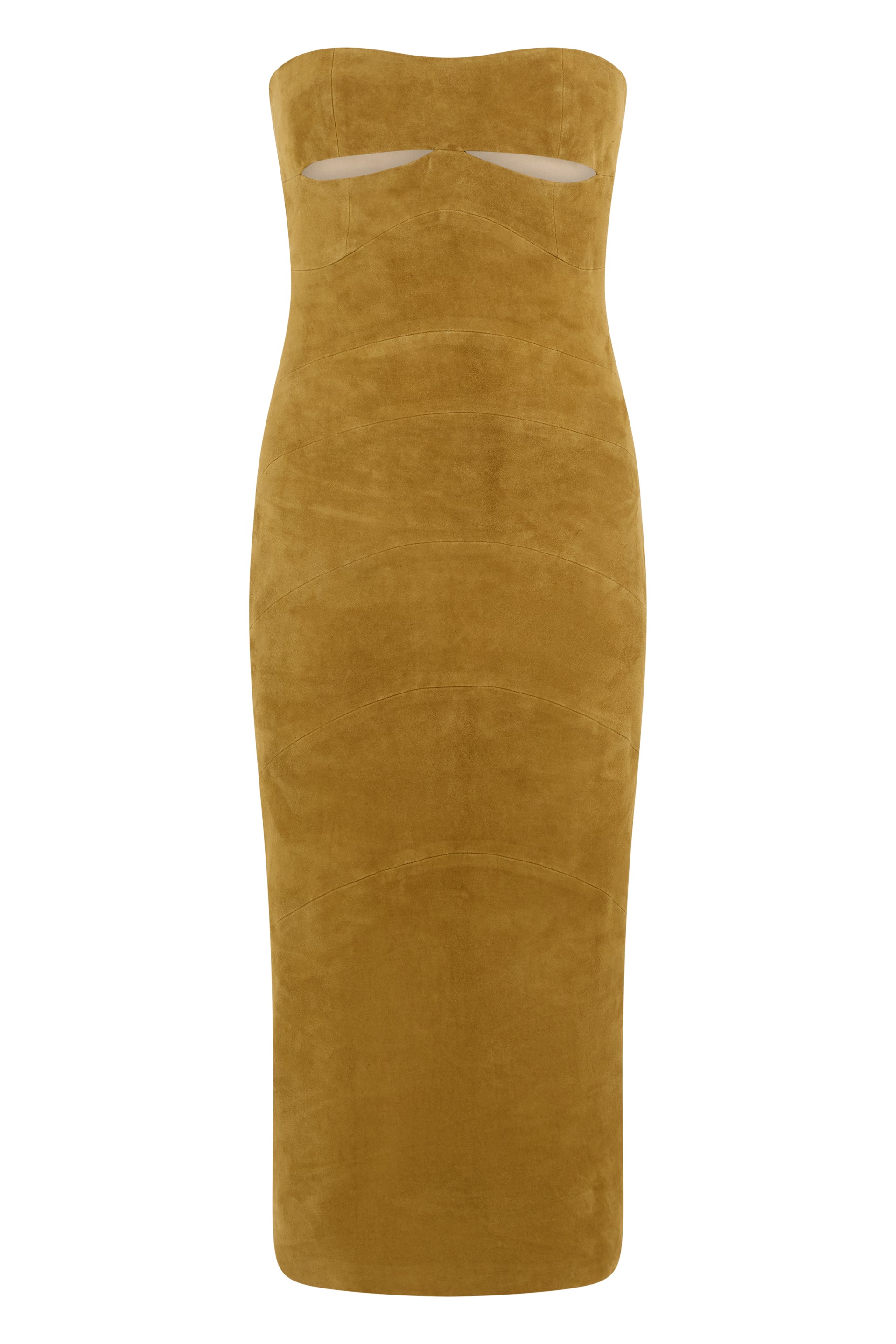 Fitted Midi Dress with Heart-Shaped Neckline