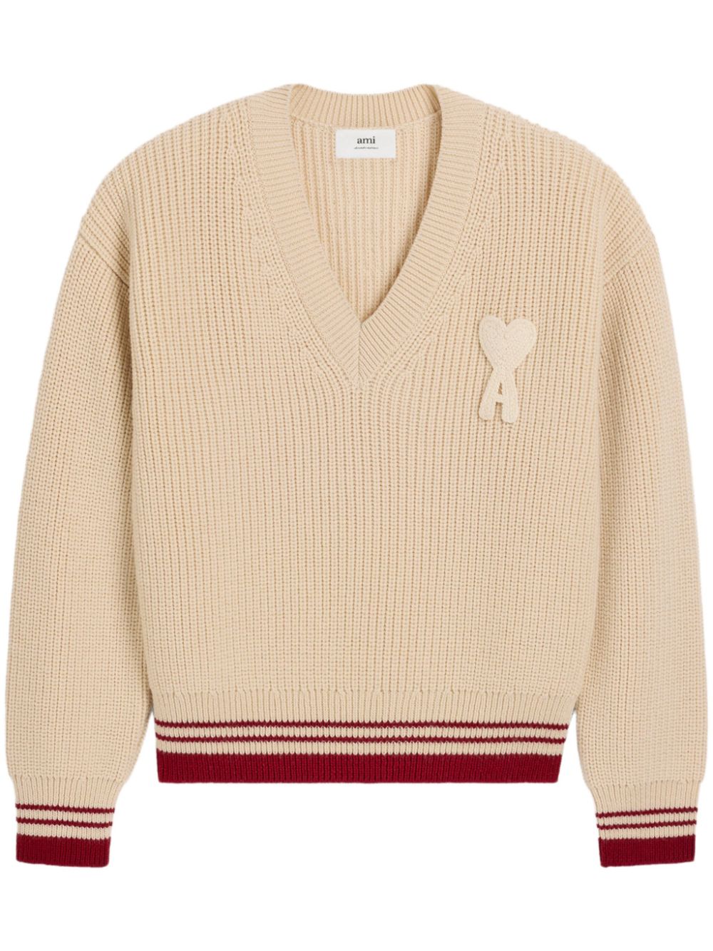 Ribbed V-neck sweater - Neutrals
