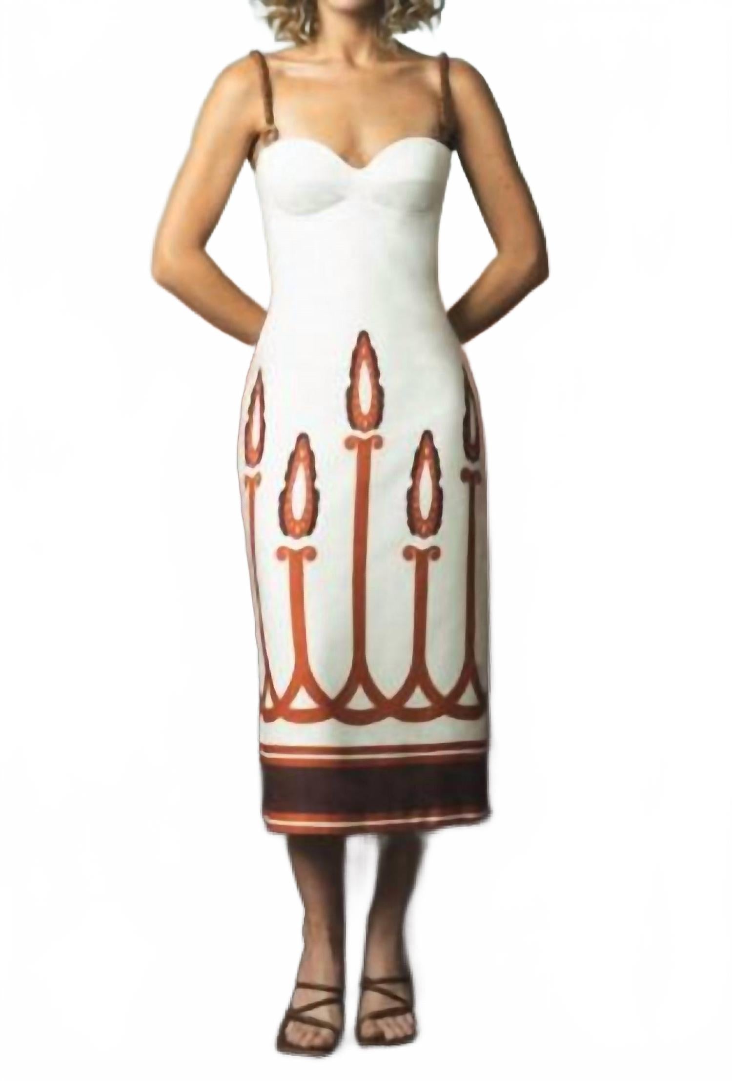 Vivisima Linen Midi Tank Dress In Orange Torches
