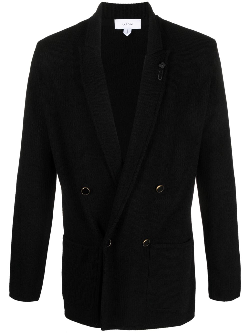 Knitted double-breasted blazer - Black