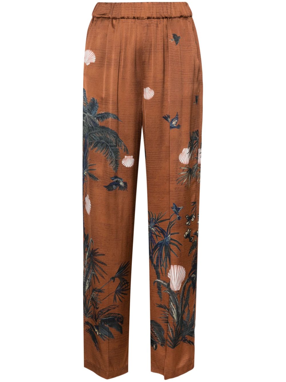 Graphic-print straight-leg trousers - Neutrals