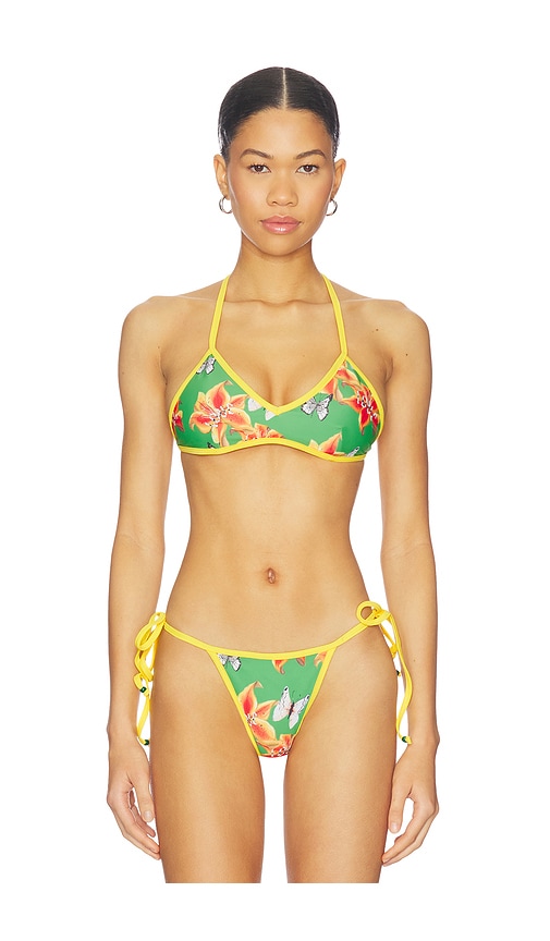 Juliet Johnstone Painted Lady Bikini Top in Green. - M also in L